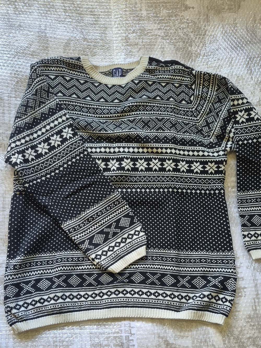 GAP Vintage !! 90s 100% Cotton Fair Isle Nordic Pattern Crewneck Knit Sweater